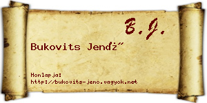 Bukovits Jenő névjegykártya